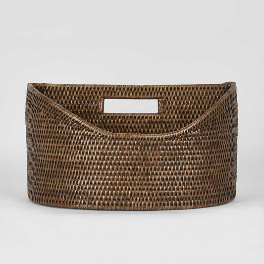 Paume Rattan Magazine Holder Antique Brown