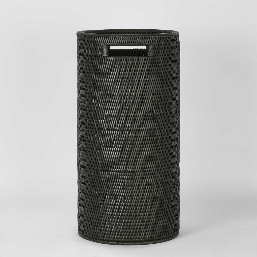 Paume Rattan Tall Basket Black