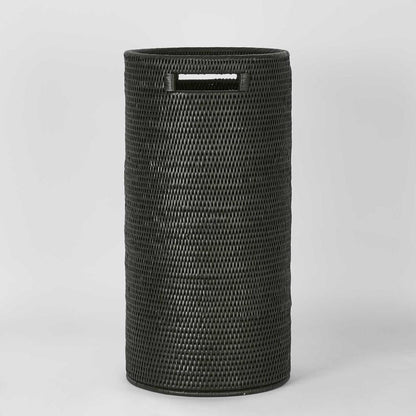 Paume Rattan Tall Basket Black