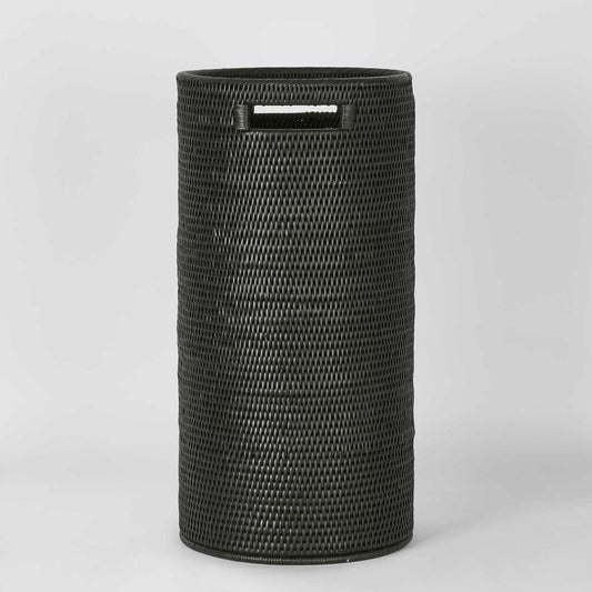 Paume Rattan Tall Basket Black