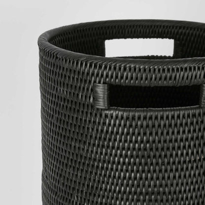 Paume Rattan Tall Basket Black