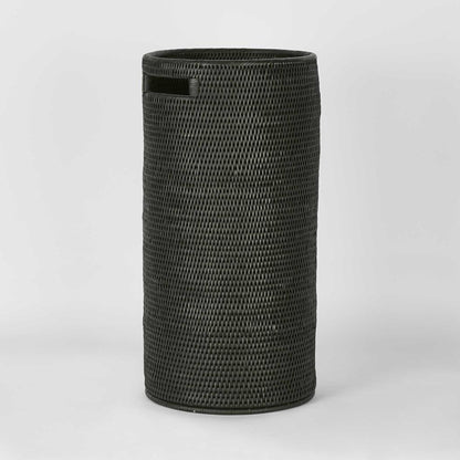 Paume Rattan Tall Basket Black