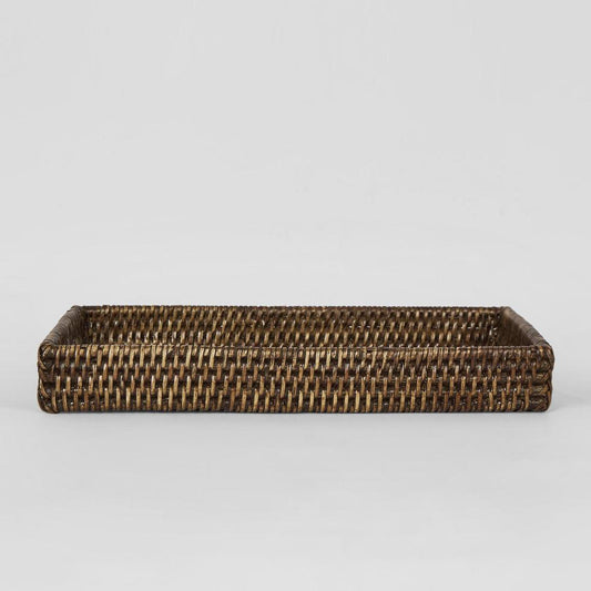 Paume Rattan Tidy Tray Antique Brown