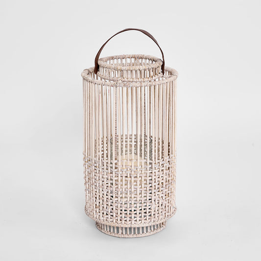 Kyra Rattan Lantern Large White Wash