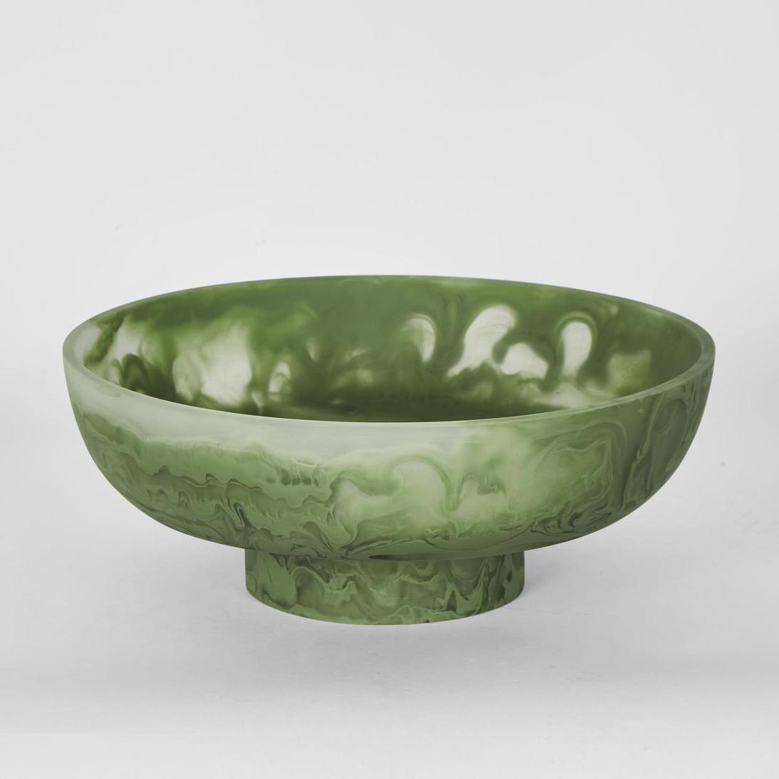 IDRA  Swirl Resin Serving Bowl on Stand Green