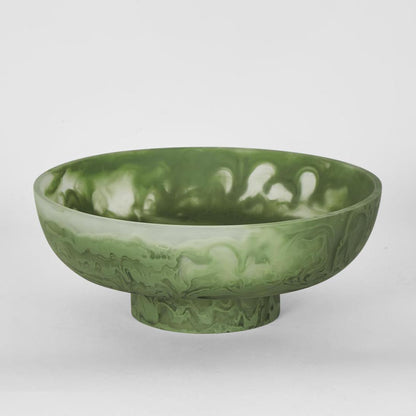 IDRA  Swirl Resin Serving Bowl on Stand Green