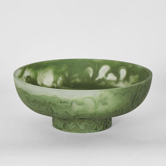 IDRA  Swirl Resin Serving Bowl on Stand Green