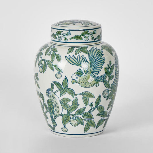 Meadow Parrot Lidded Jar