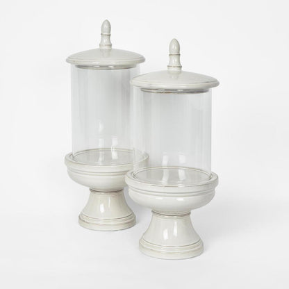 Nini Candle Holder with lid White Medium