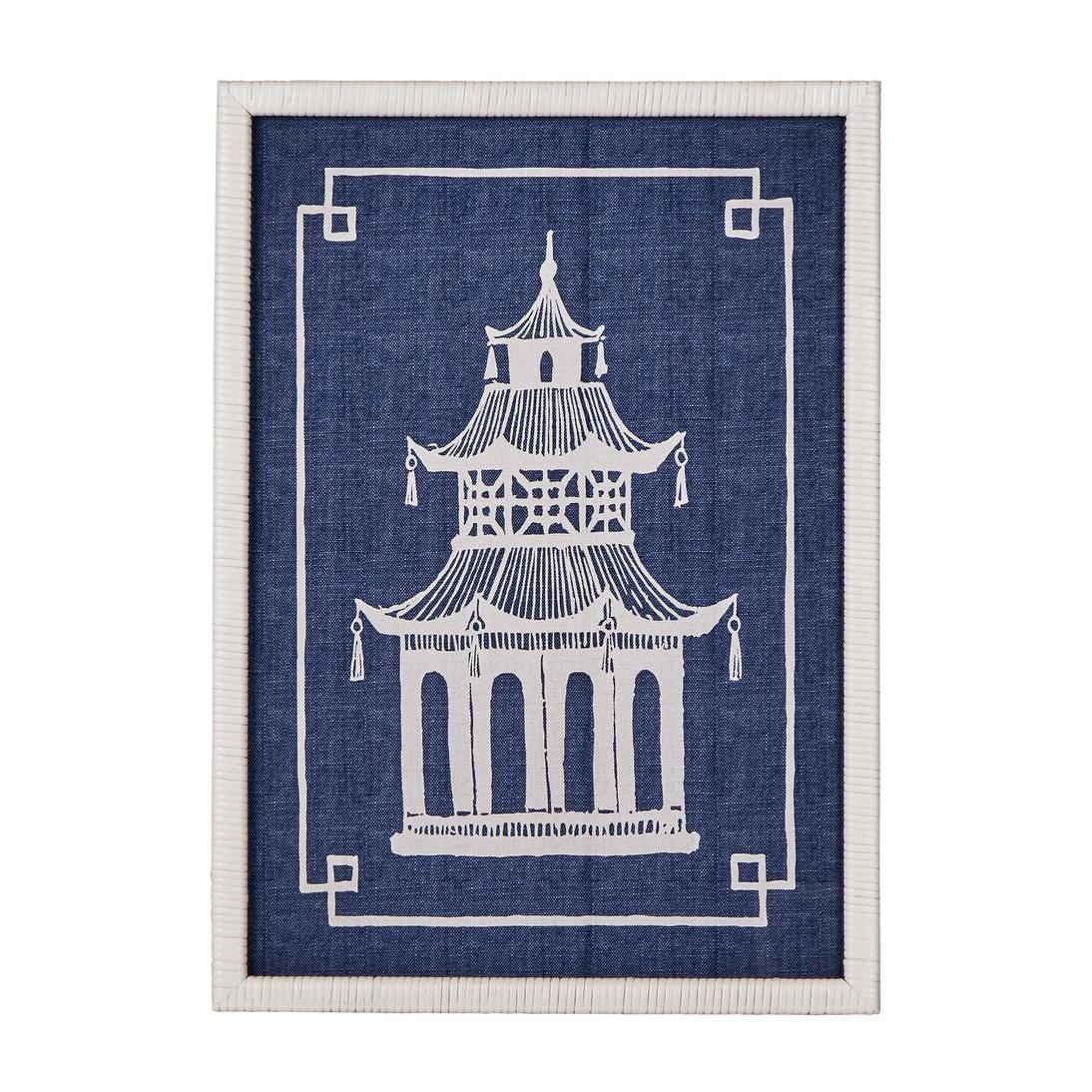 Pagoda Blue and White Wall Art A