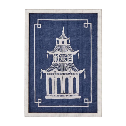 Pagoda Blue and White Wall Art A