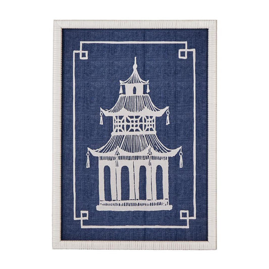 Pagoda Blue and White Wall Art A