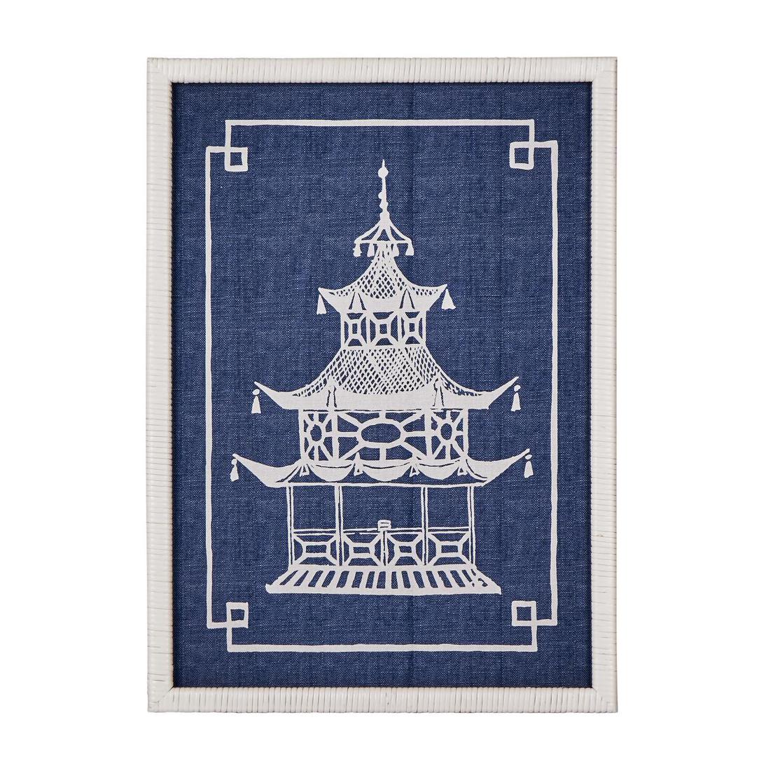 Pagoda Blue and White Wall Art B