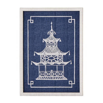 Pagoda Blue and White Wall Art B