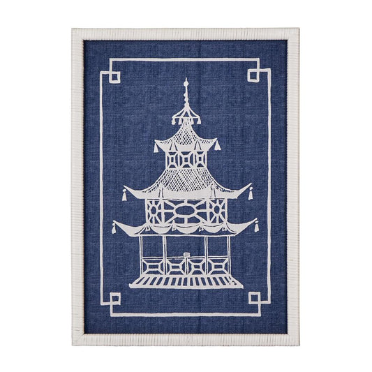 Pagoda Blue and White Wall Art B