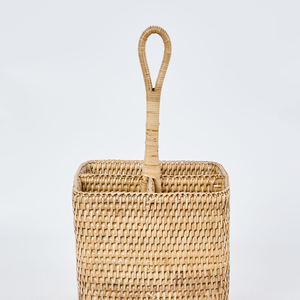 Paume Rattan Cutlery Tall Caddy Natural