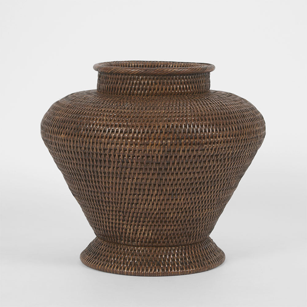 Paume Rattan Flower Urn Large Antique Brown