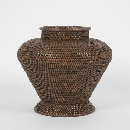 Paume Rattan Flower Urn Large Antique Brown