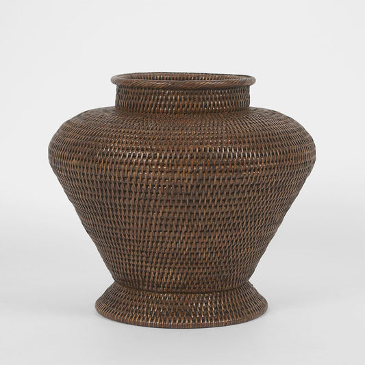 Paume Rattan Flower Urn Large Antique Brown