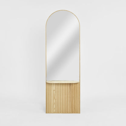 Petra Arched Mirror with Marble Shelf Natural