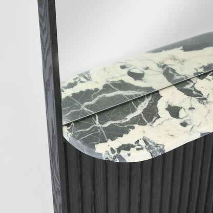 Petra Arched Mirror with Marble Shelf Black