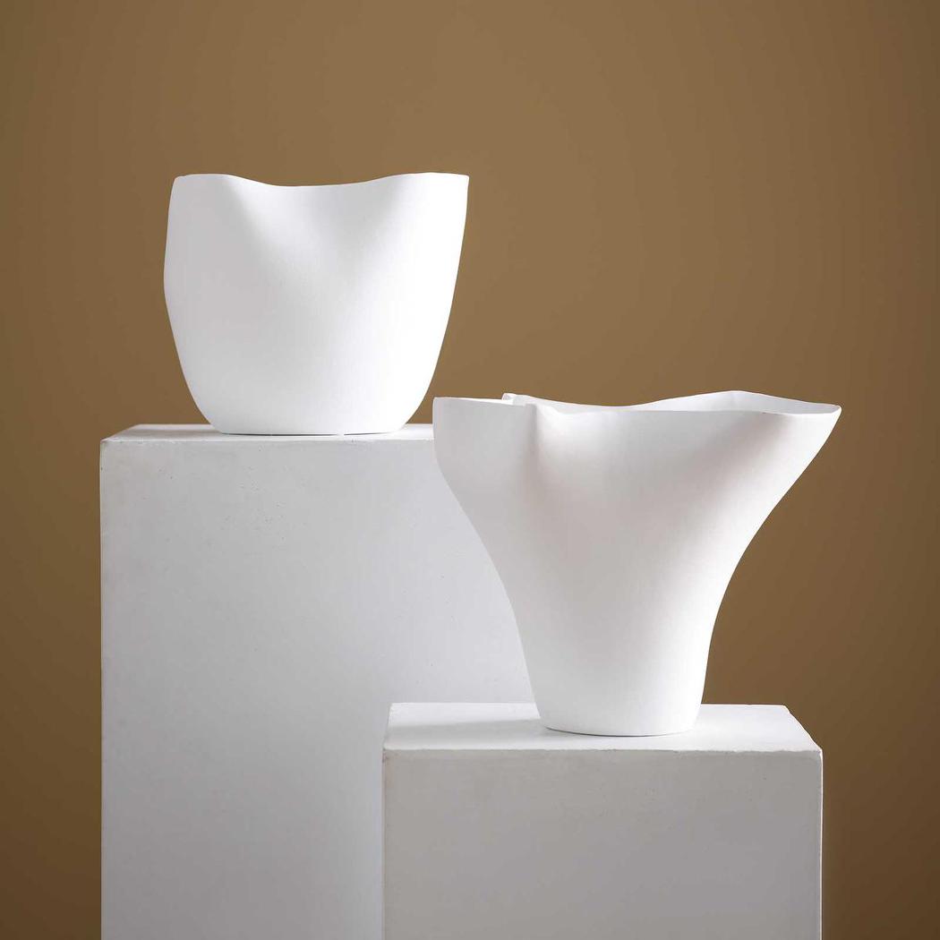 Luna Wide Vase White