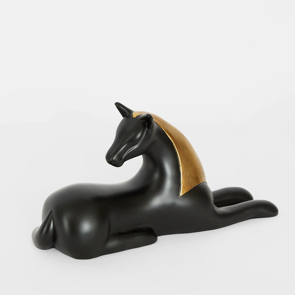 Beau Horse Sculpture Black & Gold