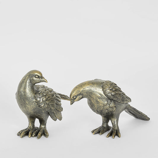 Dove Lovebirds Set of 2 Sculptures Antique