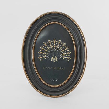 Vera Oval Photo Frame 4 x 6 Black & Gold