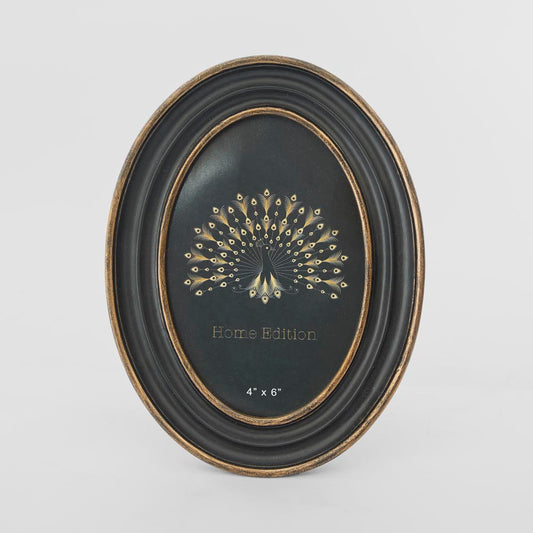 Vera Oval Photo Frame 4 x 6 Black & Gold