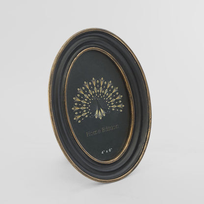 Vera Oval Photo Frame 4 x 6 Black & Gold
