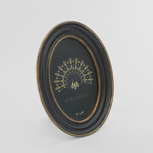 Vera Oval Photo Frame 4 x 6 Black & Gold