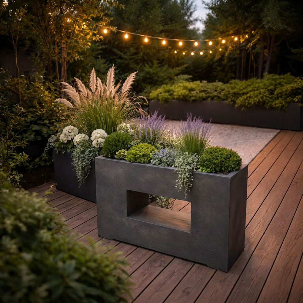 Plaza Rectangle Planter Grey