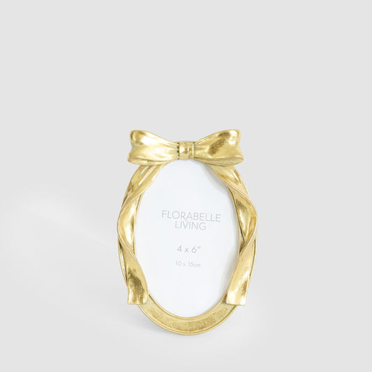 Lumi Oval Bow 4 x 6 " Photo Frame Gold