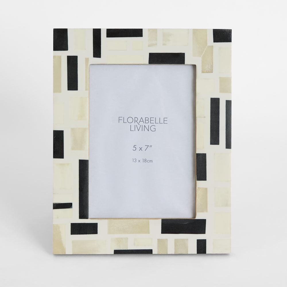Cubo Bone Inlay 5 x 7" Photo Frame White & Black