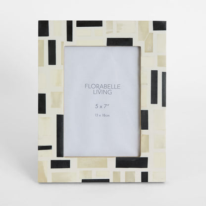 Cubo Bone Inlay 5 x 7" Photo Frame White & Black
