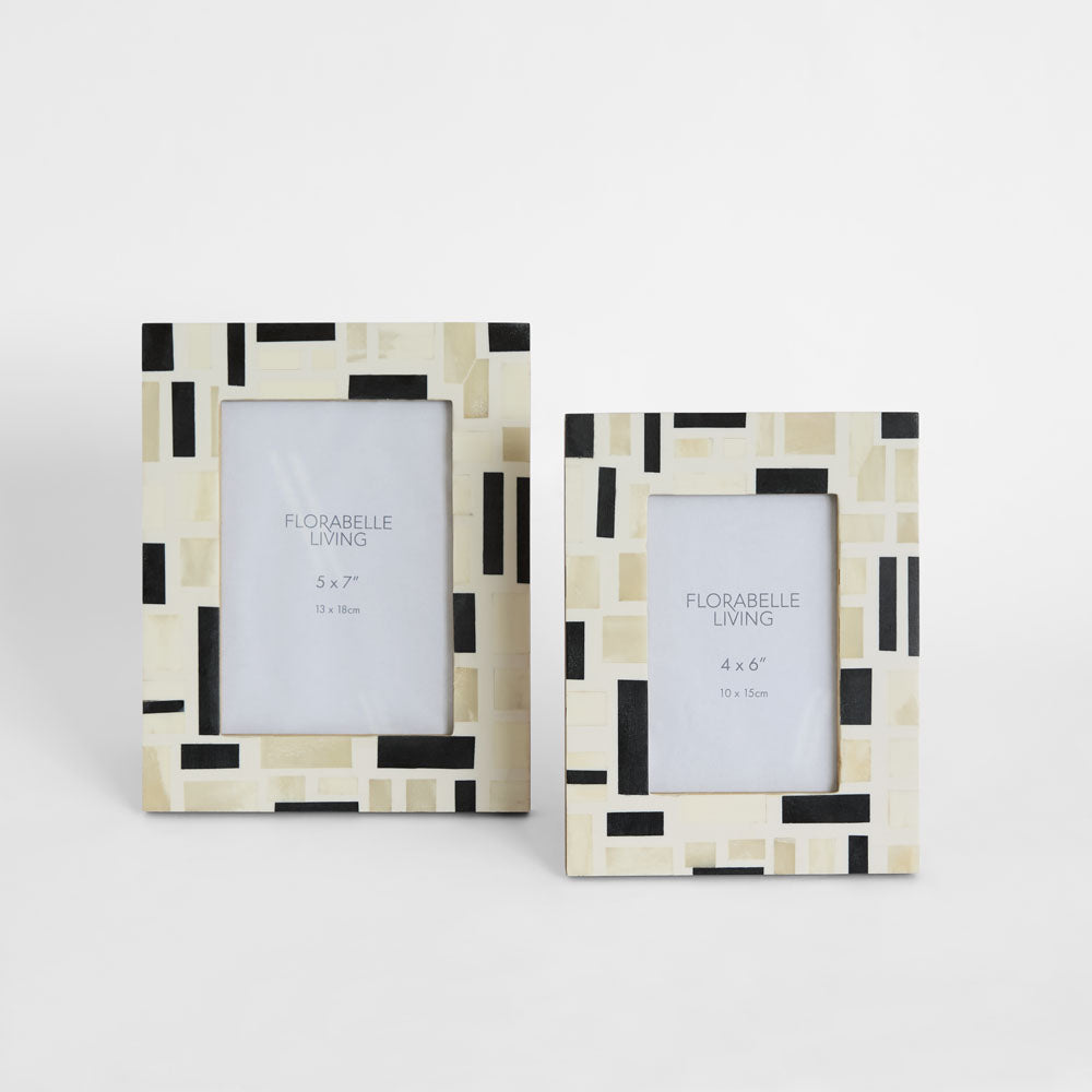 Cubo Bone Inlay 5 x 7" Photo Frame White & Black