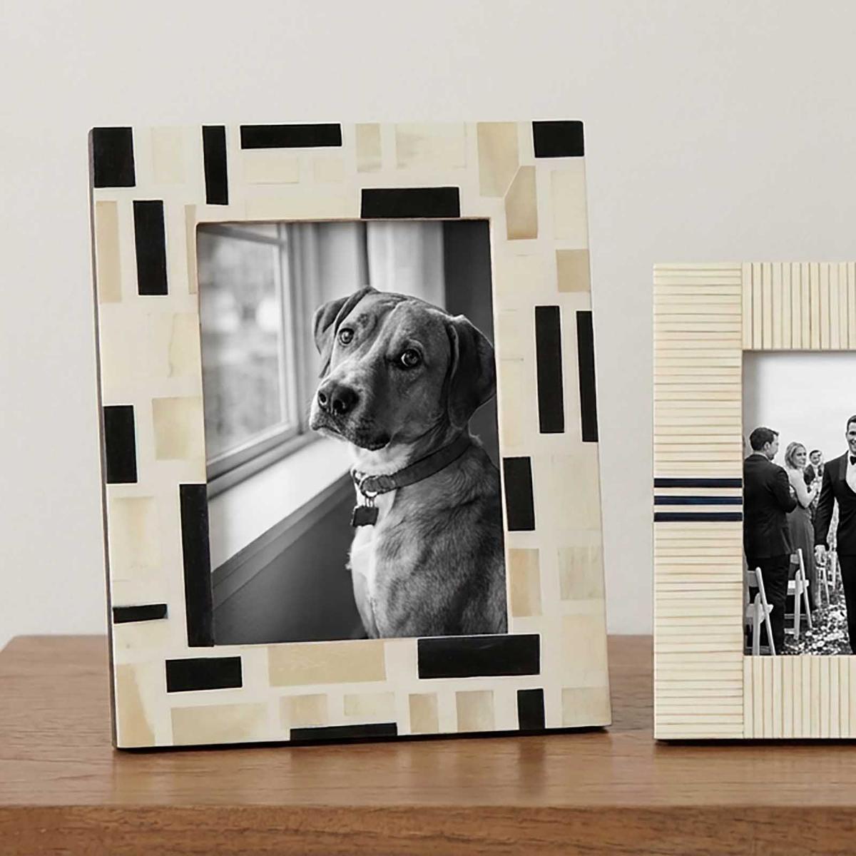 Cubo Bone Inlay 5 x 7" Photo Frame White & Black