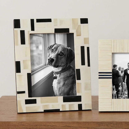 Cubo Bone Inlay 5 x 7" Photo Frame White & Black