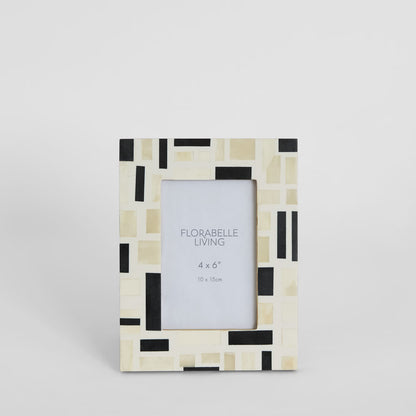 Cubo Bone Inlay 4 x 6" Photo Frame White & Black
