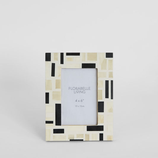 Cubo Bone Inlay 4 x 6" Photo Frame White & Black