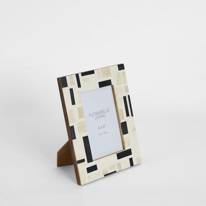 Cubo Bone Inlay 4 x 6" Photo Frame White & Black