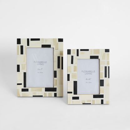 Cubo Bone Inlay 4 x 6" Photo Frame White & Black