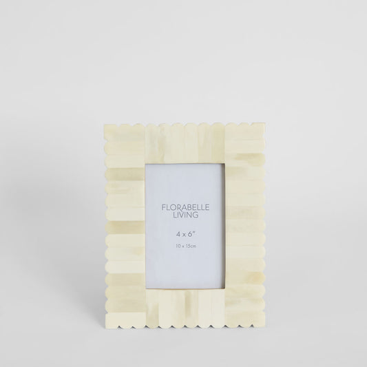 Rhea Bone Inlay 4 x 6" Photo Frame White