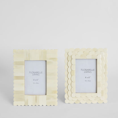 Rhea Bone Inlay 4 x 6" Photo Frame White