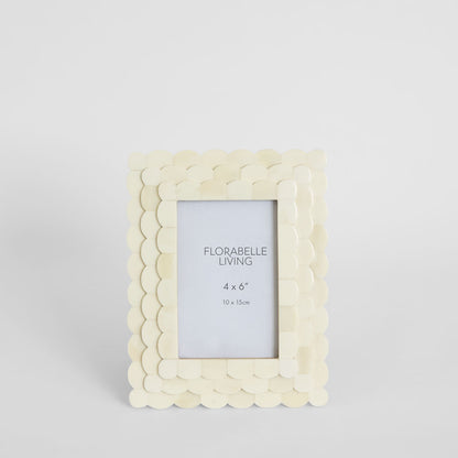 Weva Bone Inlay 4 x 6" Photo Frame White
