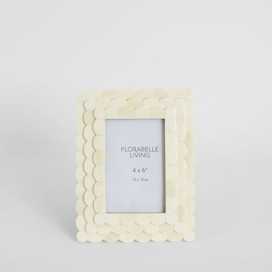 Weva Bone Inlay 4 x 6" Photo Frame White
