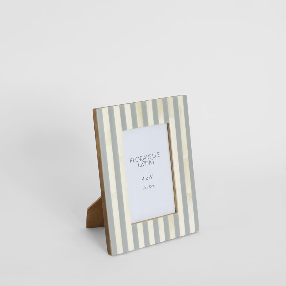 Lira Bone Inlay 4 x 6" Photo Frame Grey & White
