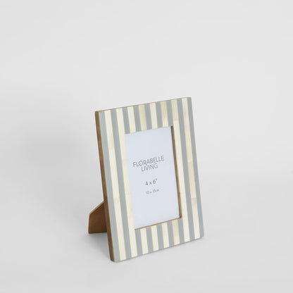 Lira Bone Inlay 4 x 6" Photo Frame Grey & White