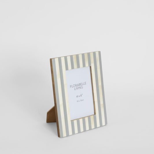 Lira Bone Inlay 4 x 6" Photo Frame Grey & White